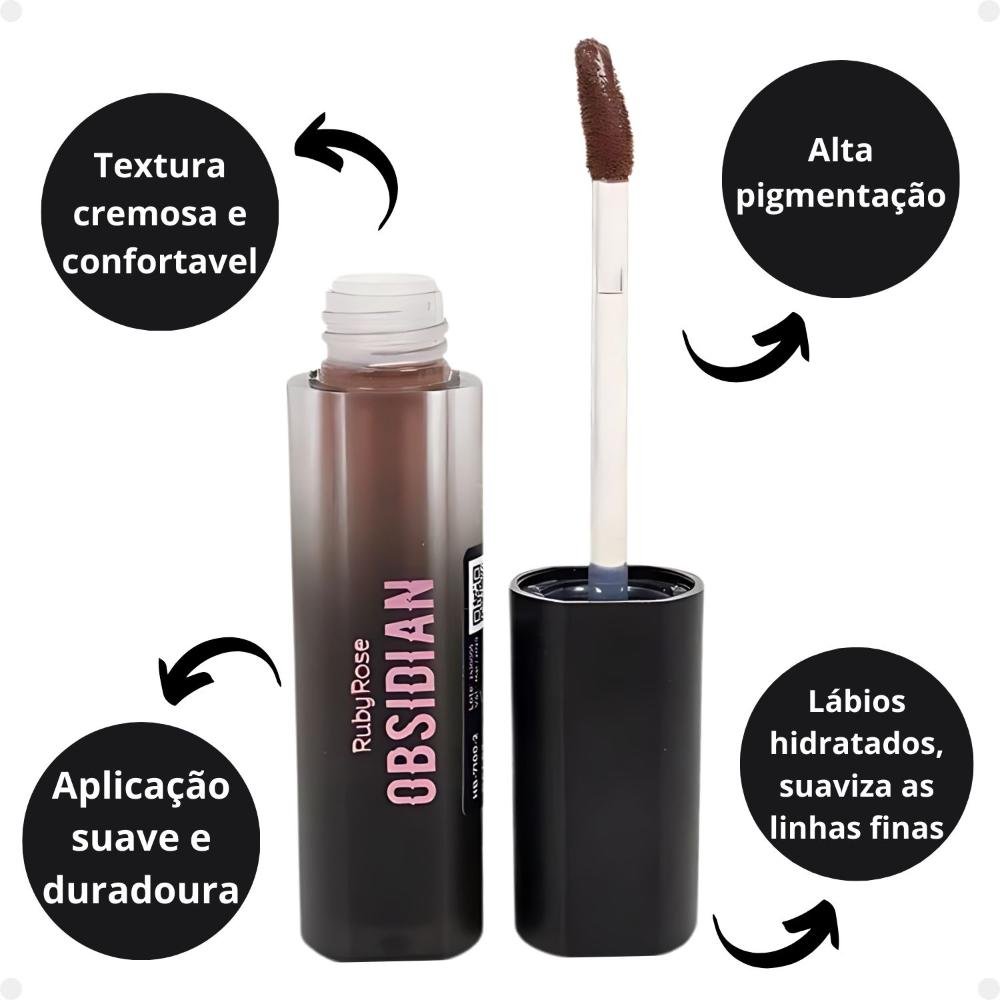 Batom Líquido Ruby Rose Obsidian Crème Lip Ocl02 Hb-7100-2 Ocl02 2