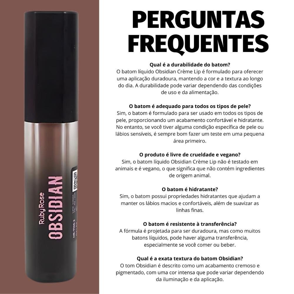 Batom Líquido Ruby Rose Obsidian Crème Lip Ocl02 Hb-7100-2 Ocl02 8