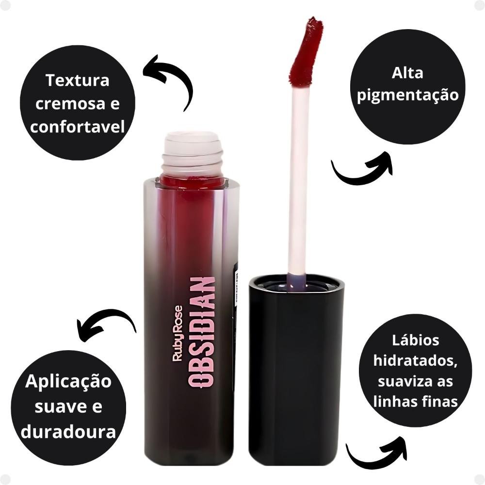 Batom Líquido Ruby Rose Obsidian Crème Lip Ocl06 Hb-7100-6 Ocl06 2