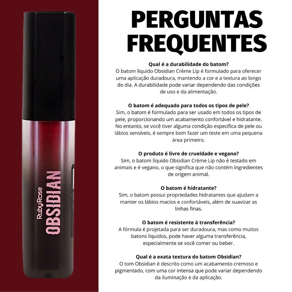 Batom Líquido Ruby Rose Obsidian Crème Lip Ocl06 Hb-7100-6 Ocl06 8