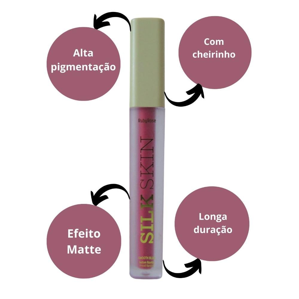 Batom Líquido Ruby Rose Silk Skin Smooth Blur Natural 4ml HB-F7100-3 Natural 2
