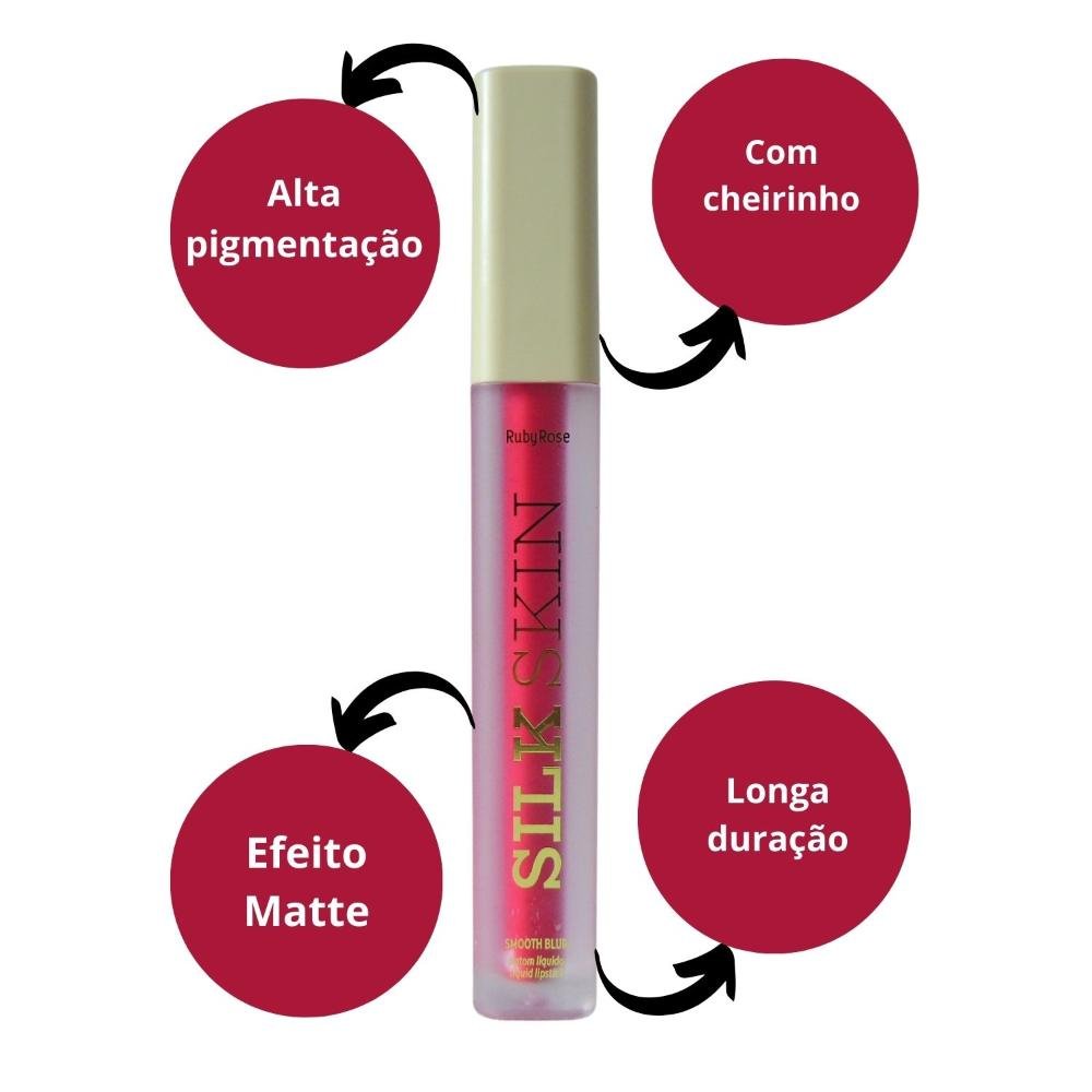 Batom Líquido Ruby Rose Silk Skin Smooth Blur Radiant 4ml HB-F7100-8 Radiant 2