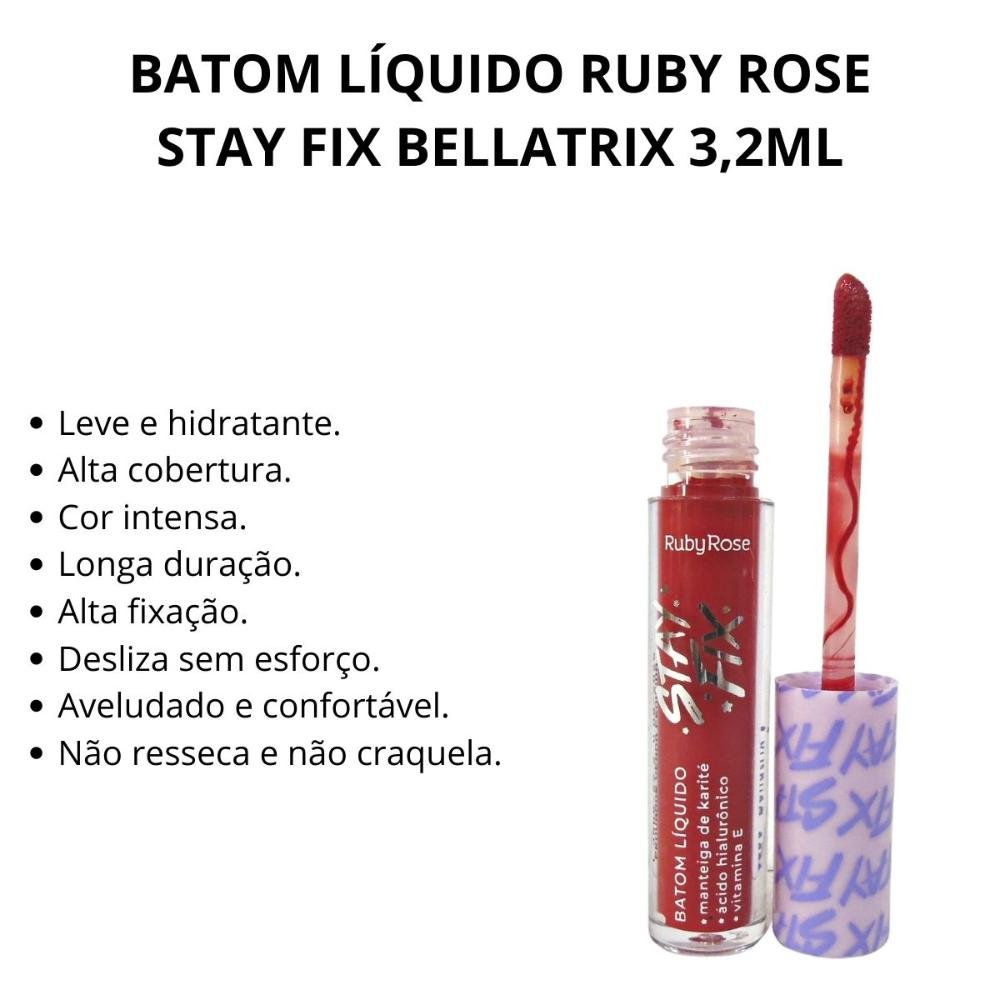 Batom Líquido Ruby Rose Stay Fix Bellatrix 3,2ml Bellatrix 2