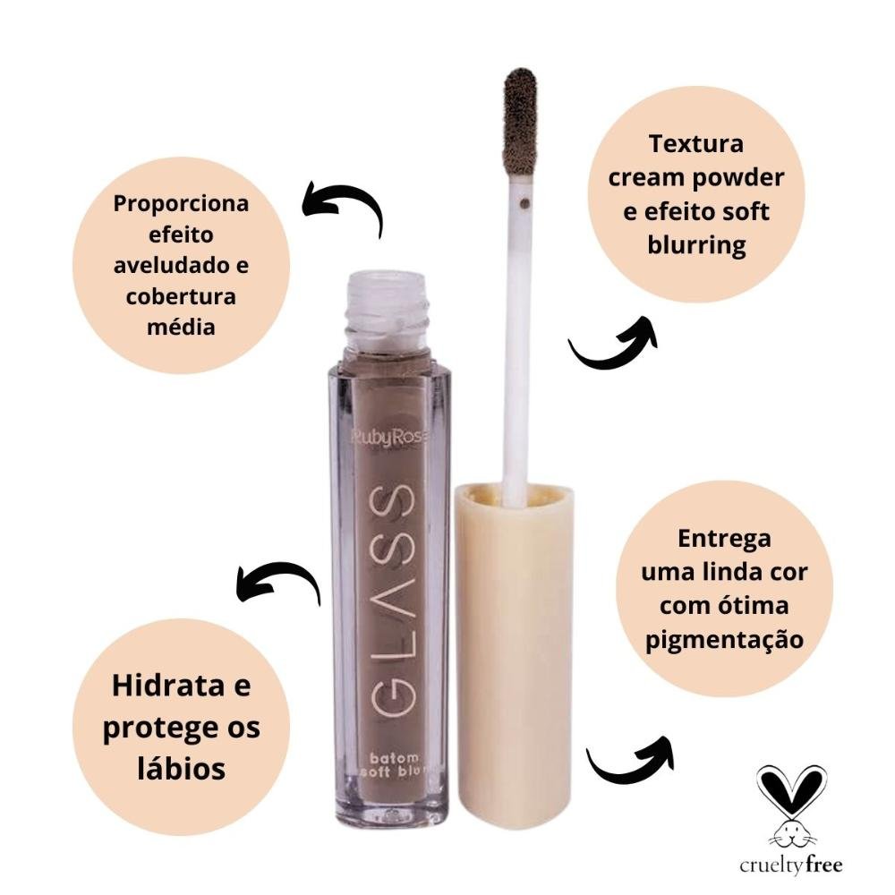 Batom Líquido Soft Blur Ruby Rose Glass Bg02 3,3ml Bg02 2