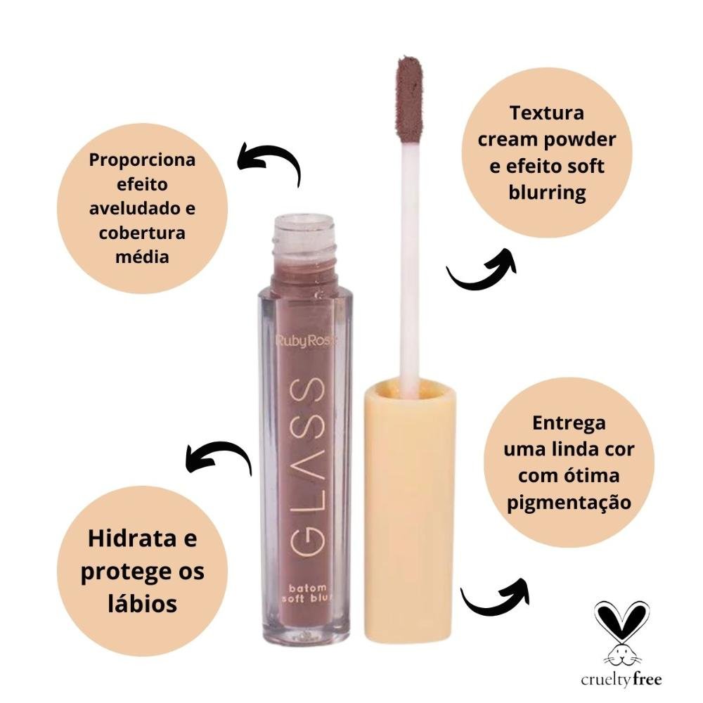 Batom Líquido Soft Blur Ruby Rose Glass Bg03 3,3ml Bg03 2