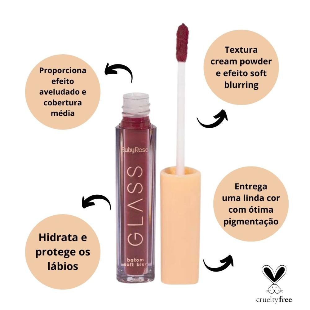 Batom Líquido Soft Blur Ruby Rose Glass Bg05 3,3ml Bg05 2