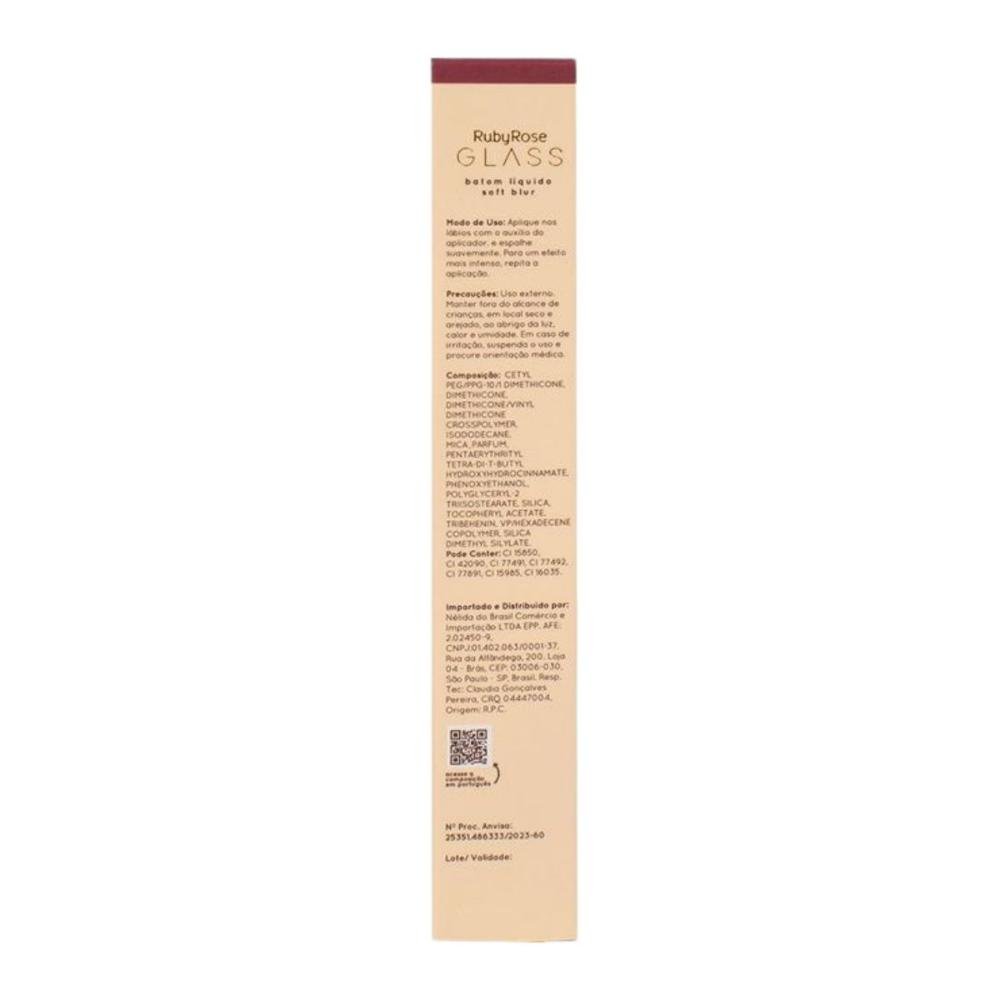 Batom Líquido Soft Blur Ruby Rose Glass Bg05 3,3ml Bg05 6