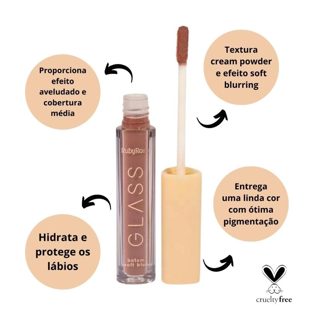 Batom Líquido Soft Blur Ruby Rose Glass Bg06 3,3ml Bg06 2