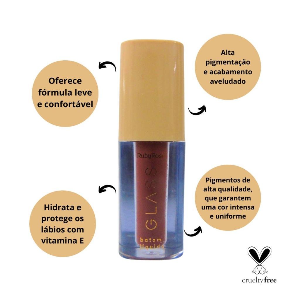 Batom Líquido Velvety Ruby Rose Glass Bg02 3,5ml Bg02 2