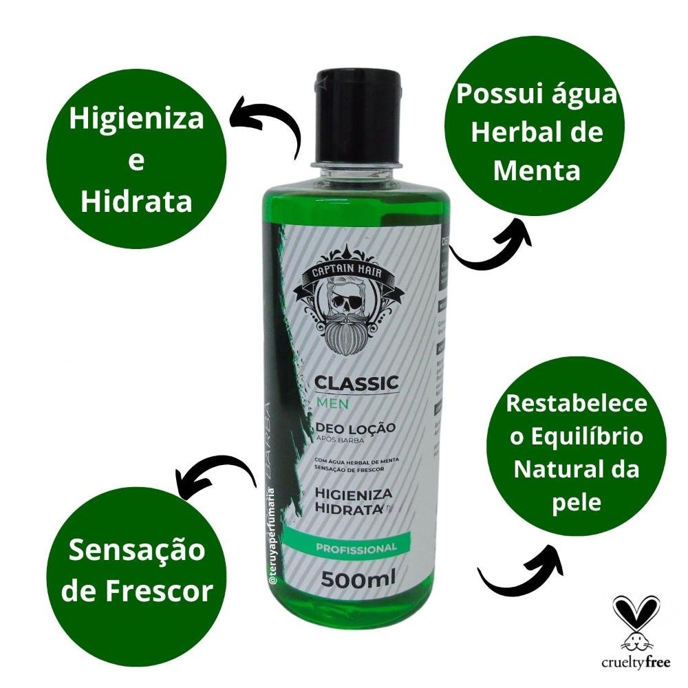 Deo Loção Captain Hair Classic Men Profissional 500ml 500ml 2