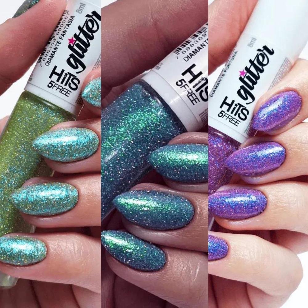 Kit Esmalte Glitter Hits Diamante 8ml Com 6 Multicores 5