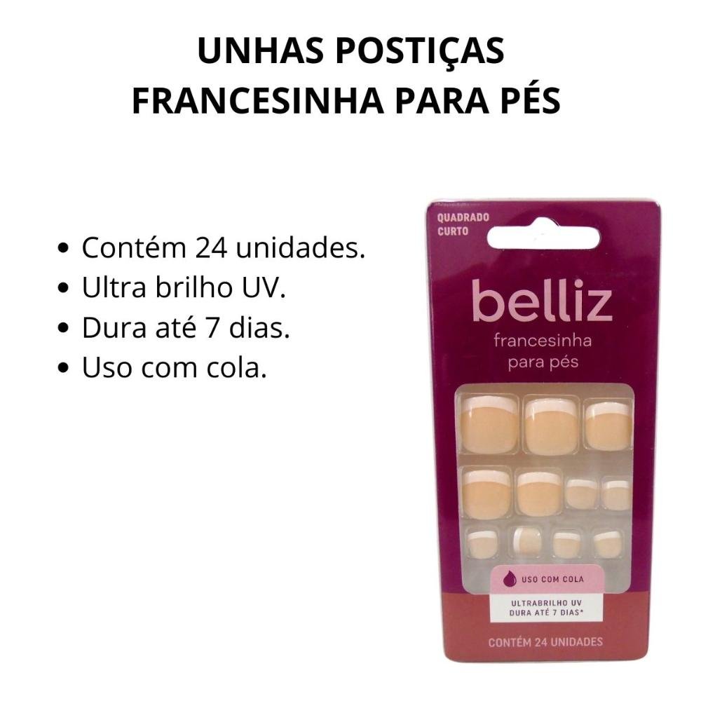 Unhas Postiças Francesinha Para Pés Belliz C/24 Uni Cód.1208 ÚNICO 2
