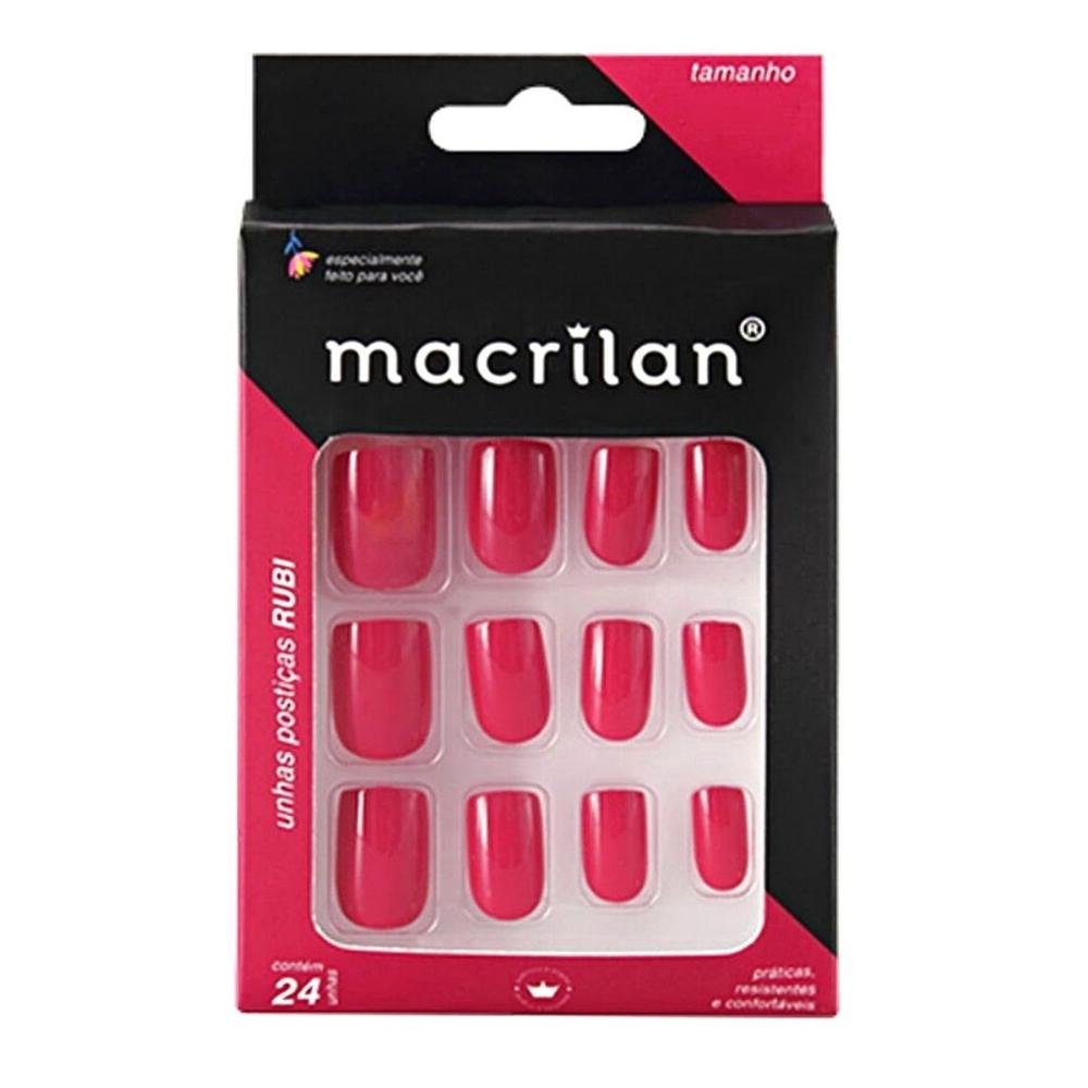 Unhas Postiças Rubi Curto Sem Adesivo Macrilan Ref. Up211a Rubi 1