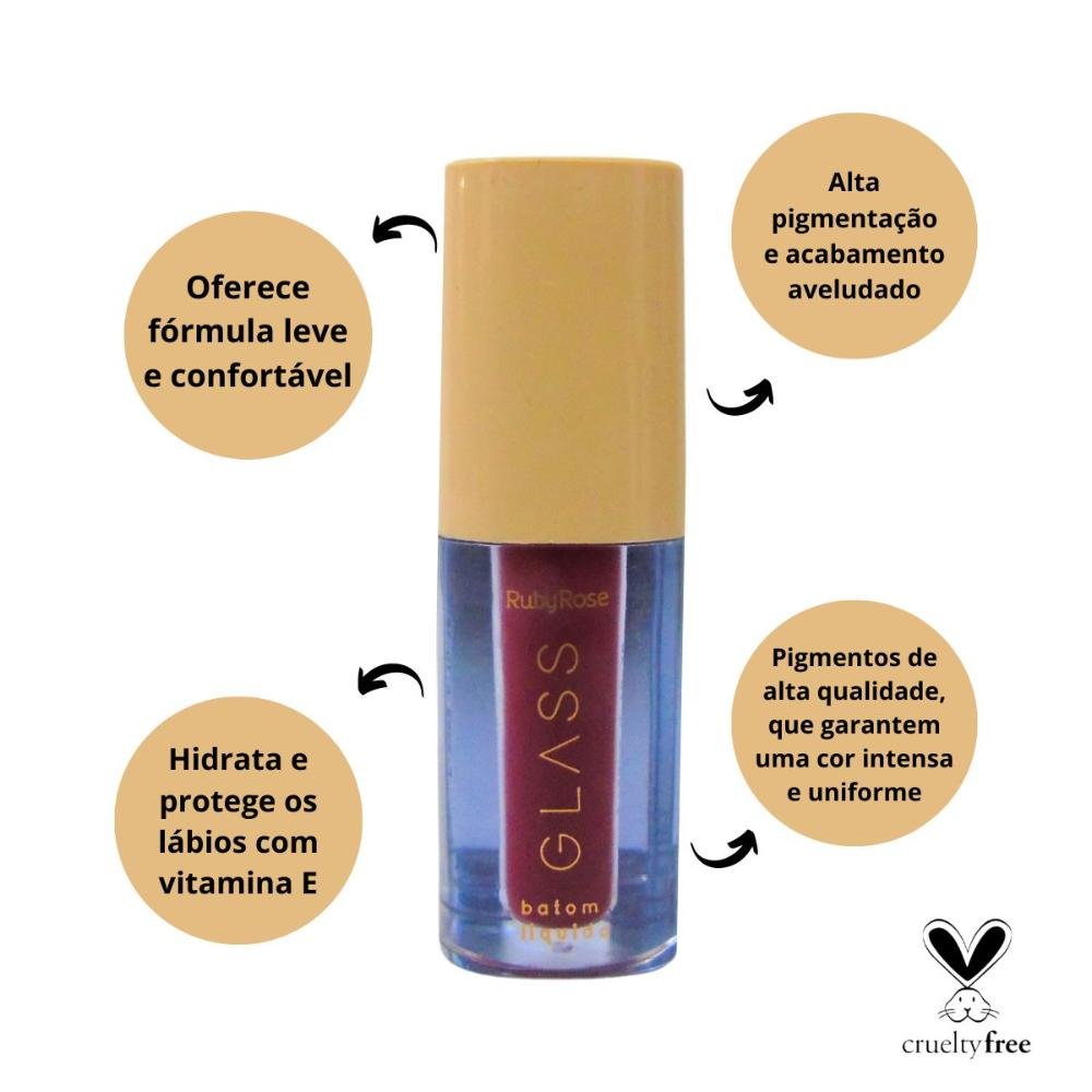 Batom Líquido Velvety Ruby Rose Glass Bg05 3,5ml Bg05 2