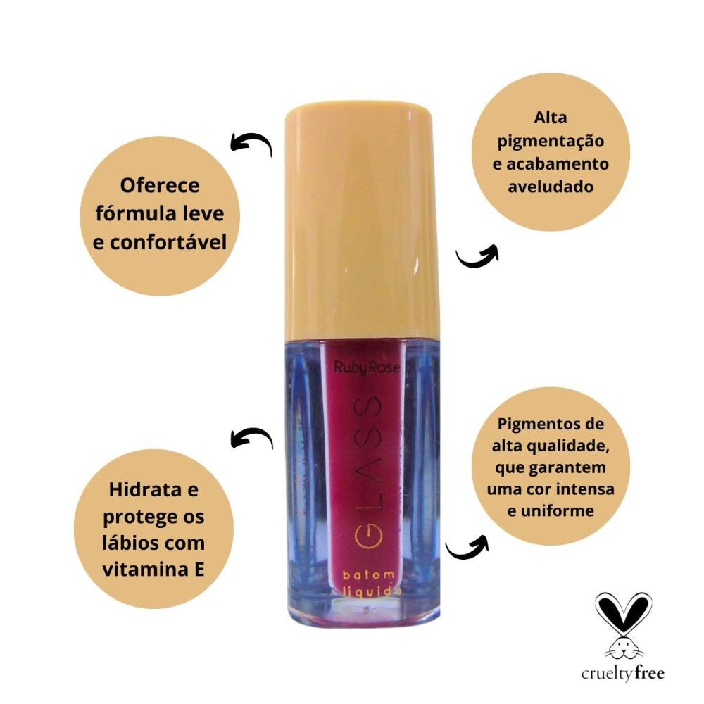 Batom Líquido Velvety Ruby Rose Glass Bg07 3,5ml Bg07 2