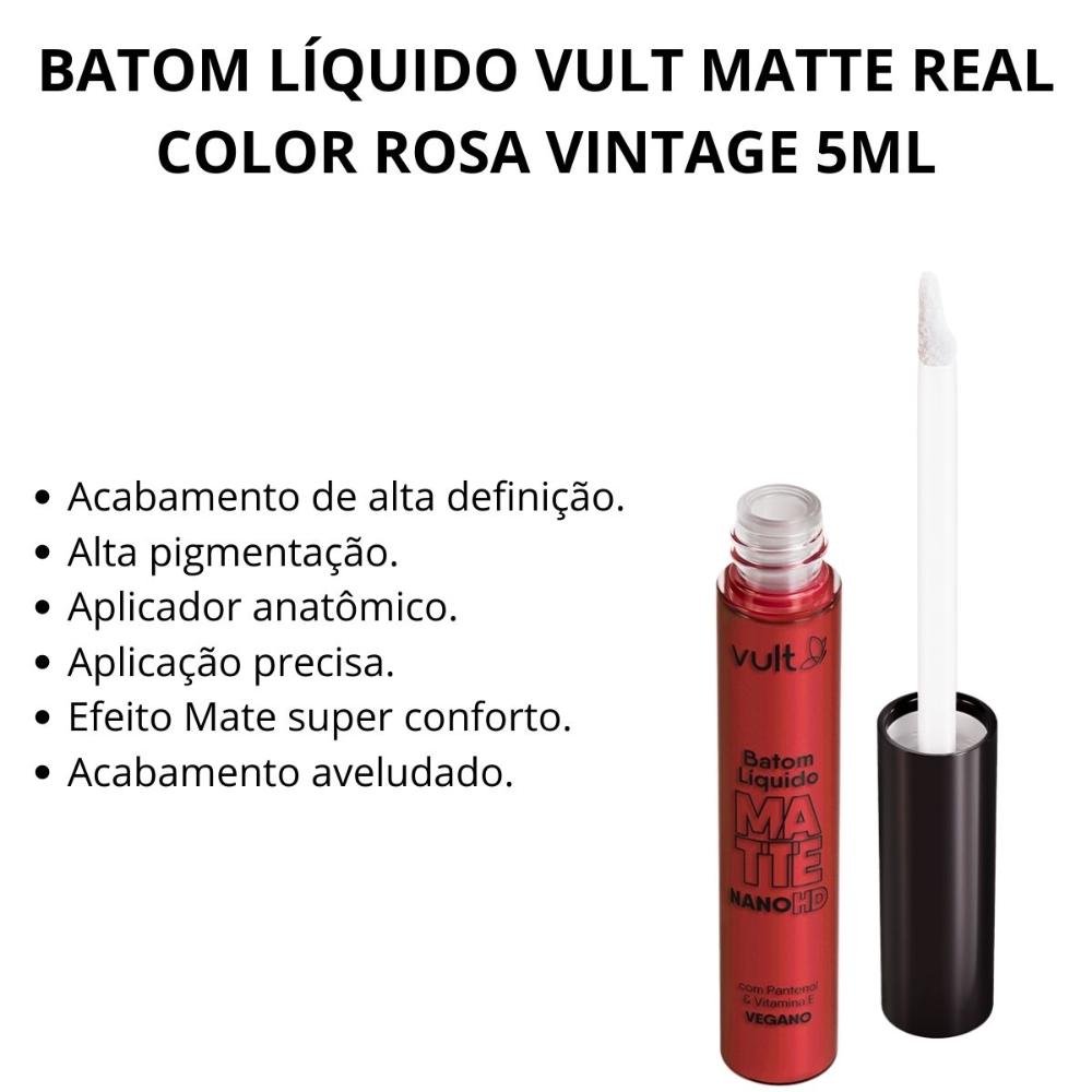 Batom Líquido Vult Matte Real Color Rosa Vintage 5ml Rosa Vinagre 2