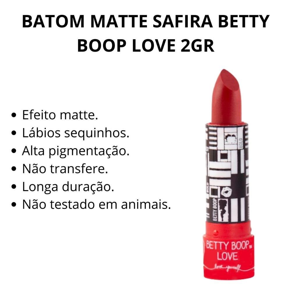 Batom Matte Safira Betty Boop Love 2gr Love 2