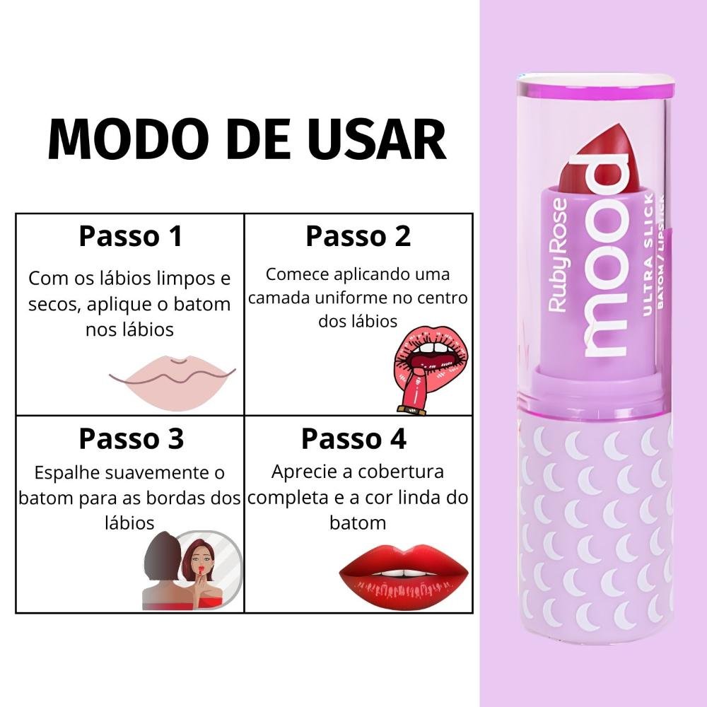Batom Ultra Slick Ruby Rose Mood Mean Hb-7001-2 Mean 6