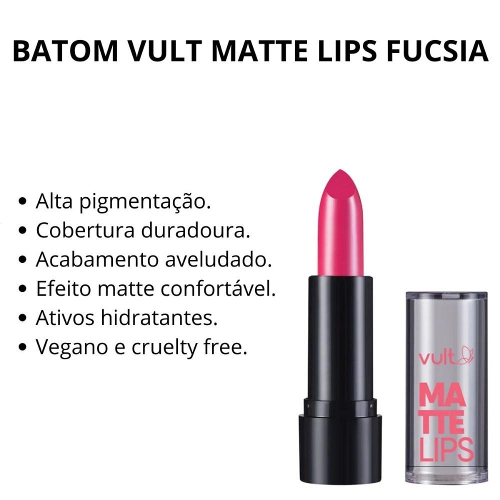 Batom Vult Matte Lips Rosa Fucsia 3,8g Fucsia 2