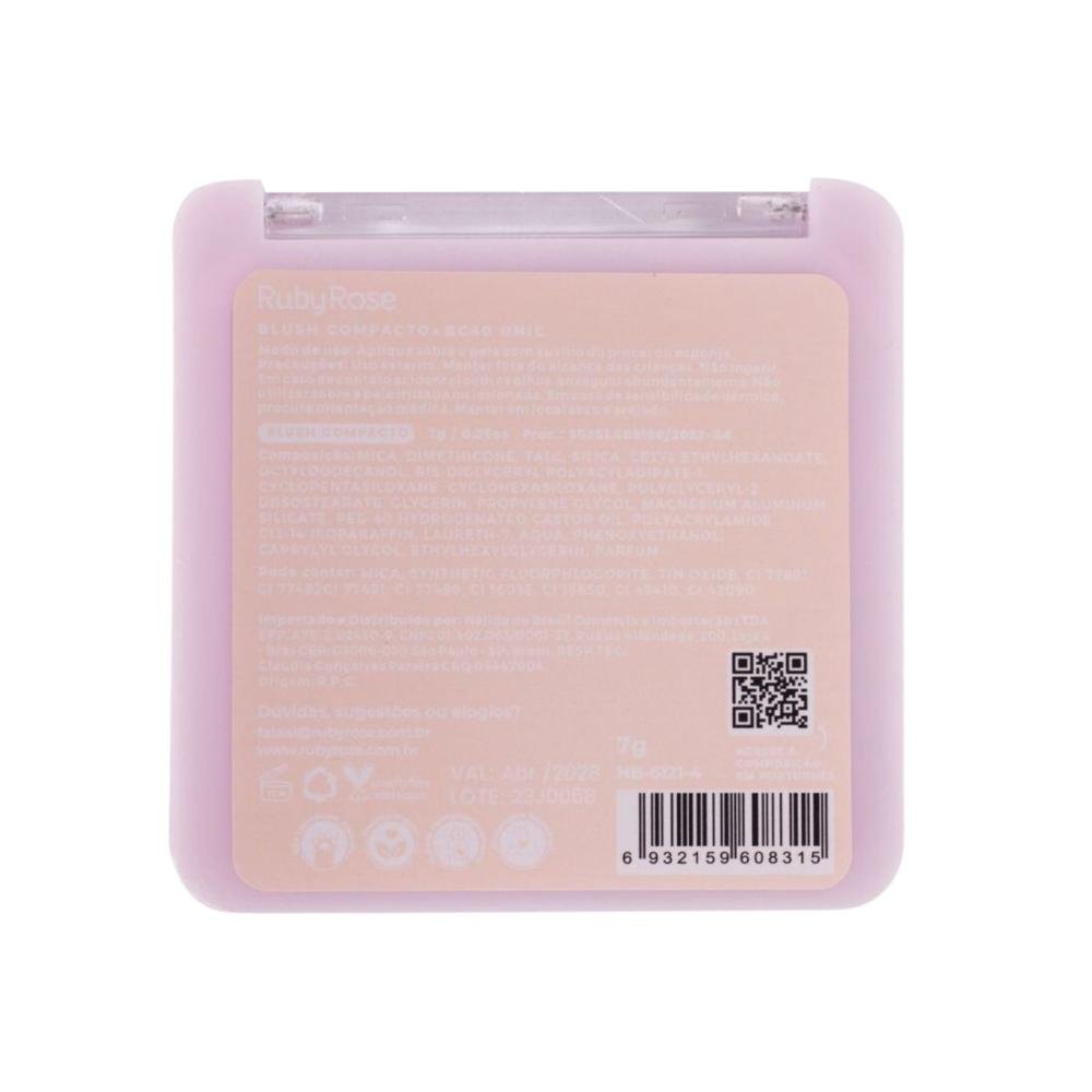 Blush Compacto Ruby Rose Bc40 Unic 7g Unic 6