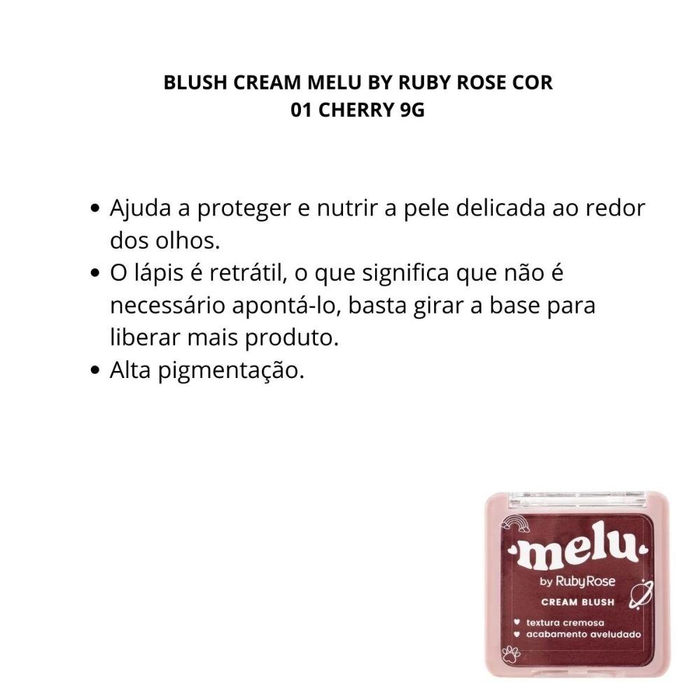 Blush Cream Melu By Ruby Rose Cor 01 Cherry 9g Cherry 2