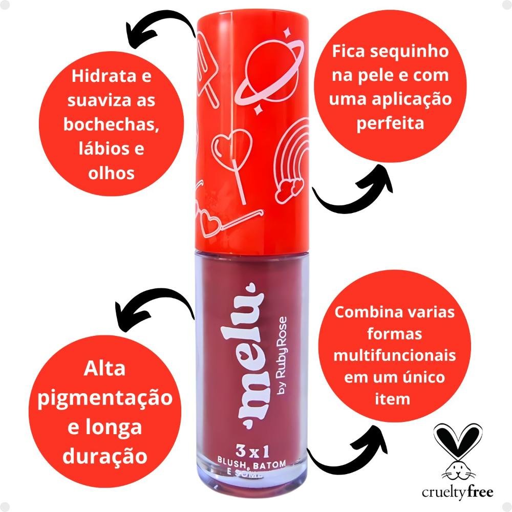 Blush, Batom e Sombra 3x1 Melu By Ruby Rose Boo 05 Boo 05 2