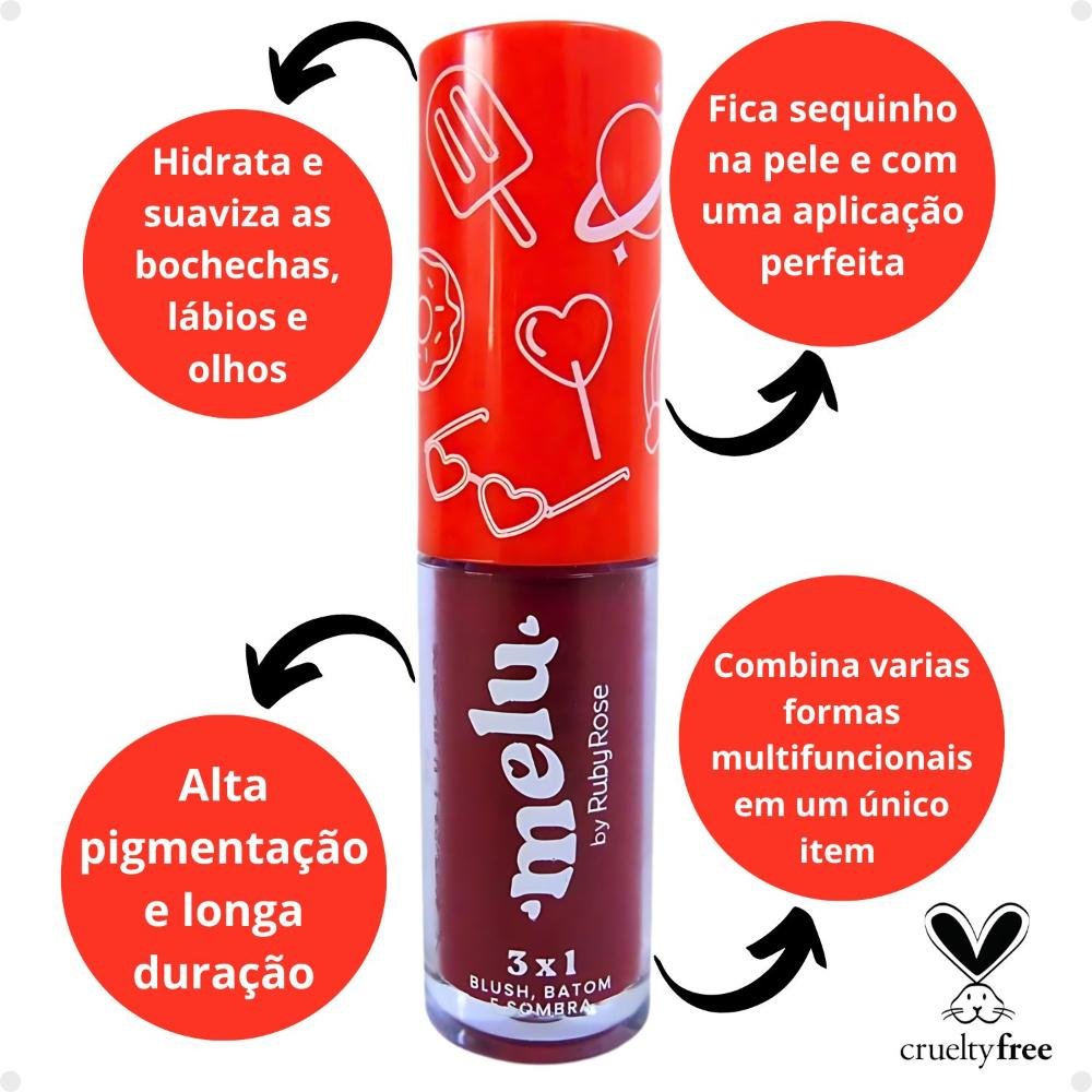 Blush, Batom e Sombra 3x1 Melu By Ruby Rose Midnight Love 04 Midnight Love 04 5