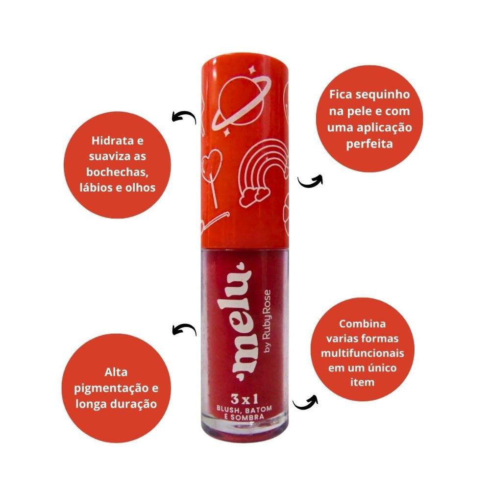 Blush, Batom e Sombra 3x1 Melu By Ruby Rose Sweetheart 03 Sweetheart 03 2