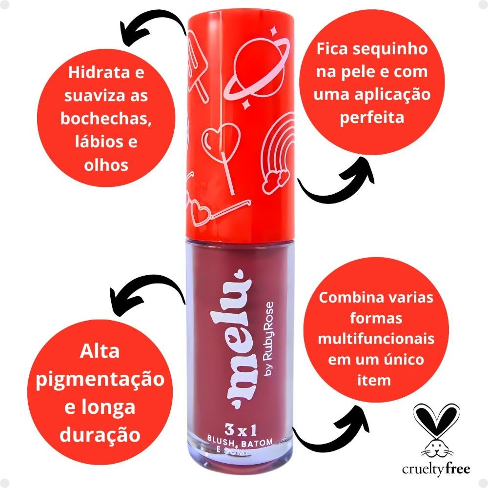 Blush, Batom e Sombra 3x1 Melu By Ruby Rose Summer Baby 06 Summer Baby 06 2