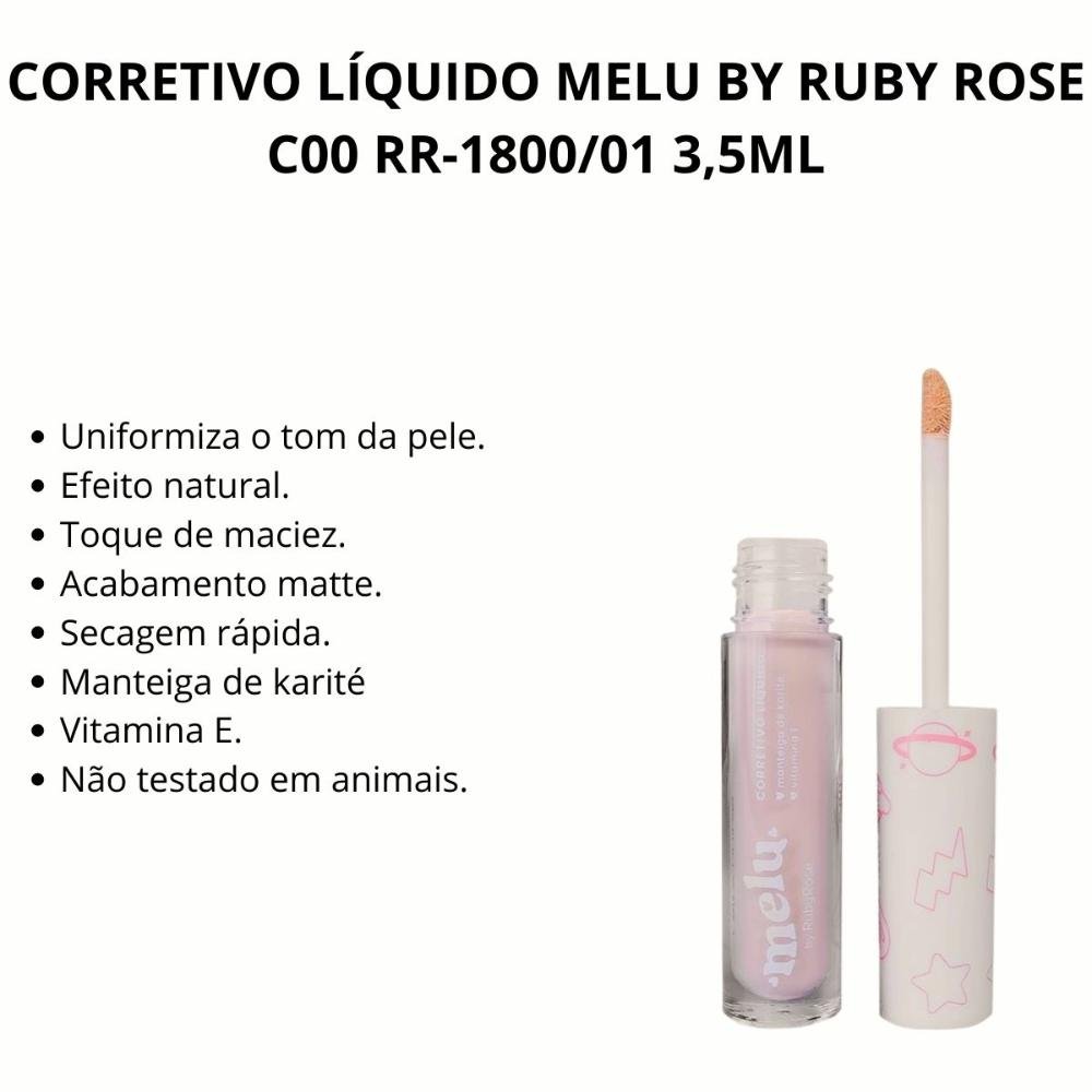 Corretivo Líquido Melu By Ruby Rose C00 Rr-1800/01 3,5ml C00 2