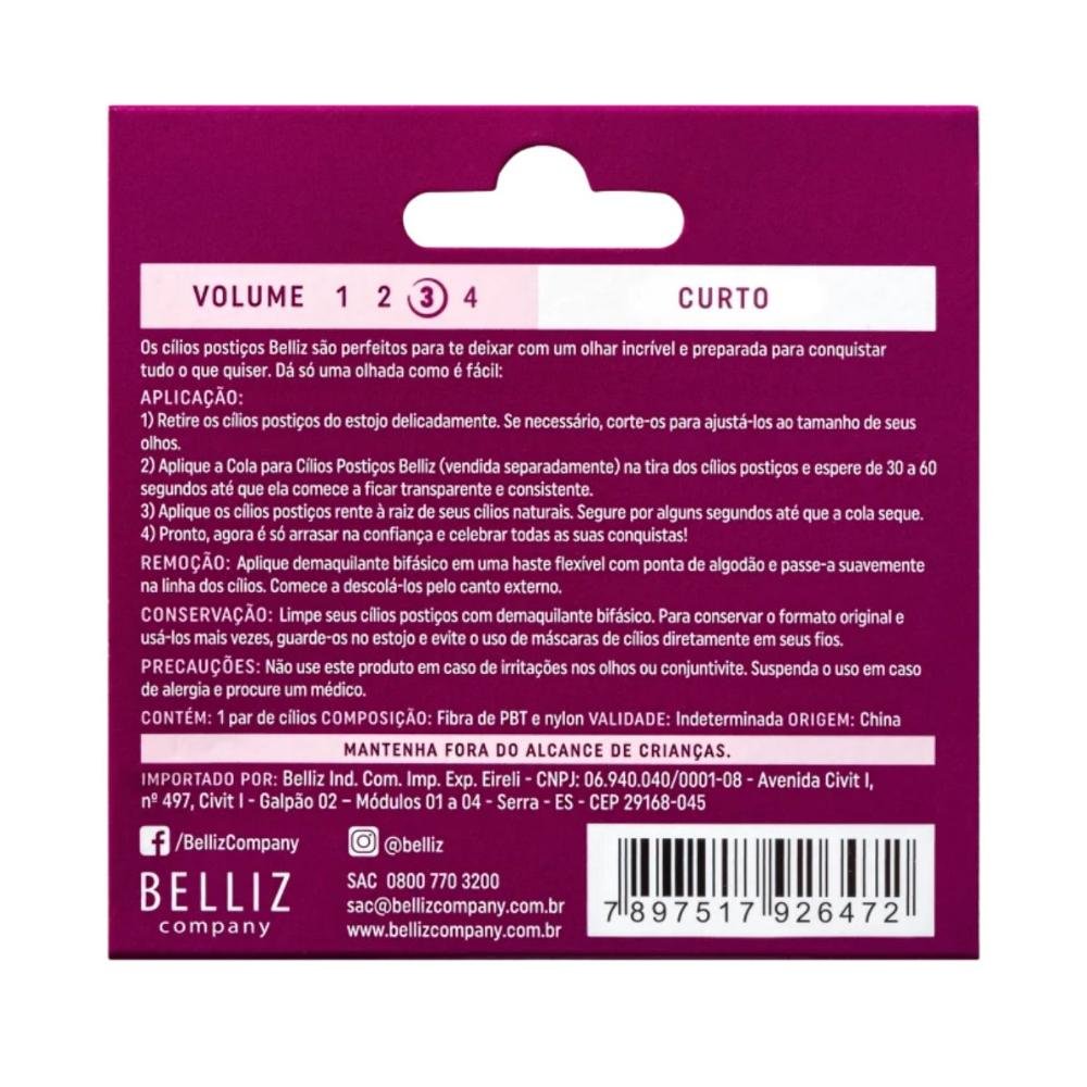Cílios de Fios 3d Curto Belliz Volume 3 Cód.2647 Preto 4