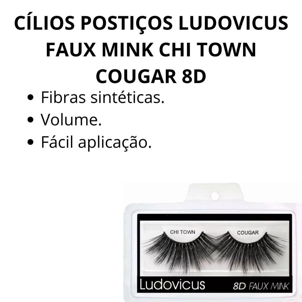 Cílios Postiços 8d Ludovicus Faux Mink Chi Town Cougar Preto 2