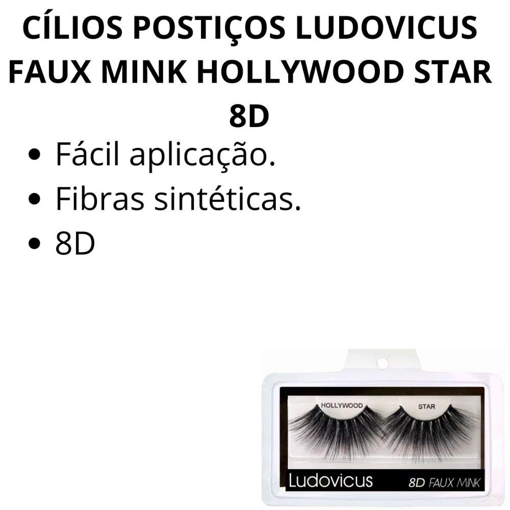 Cílios Postiços 8d Ludovicus Faux Mink Hollywood Star Preto 2