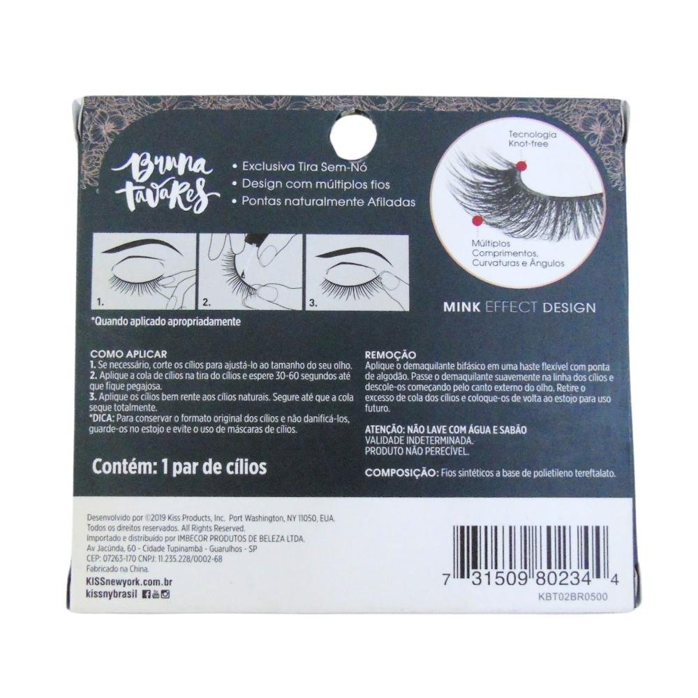 Cílios Postiços Bruna Tavares Kiss Ny Minx Effect Design Jade Ref.kbt02br Preto 10