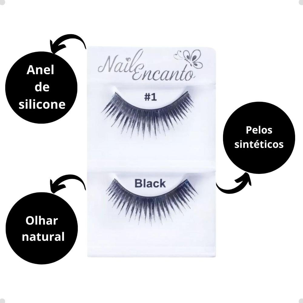 Cílios Postiços Nail Encanto Black #1 Ne302 Preto 2