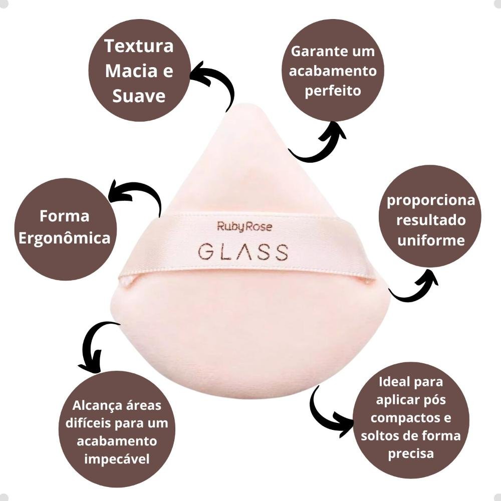 Esponja de Pó Ruby Rose Glass Powder Puff HB-S04 ÚNICO 2