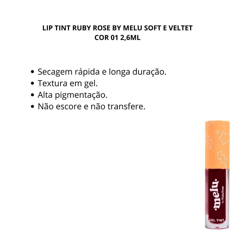 Gel Tint Ruby Rose By Melu Soft e Veltet Cor 01 2,6ml Cor 01 2