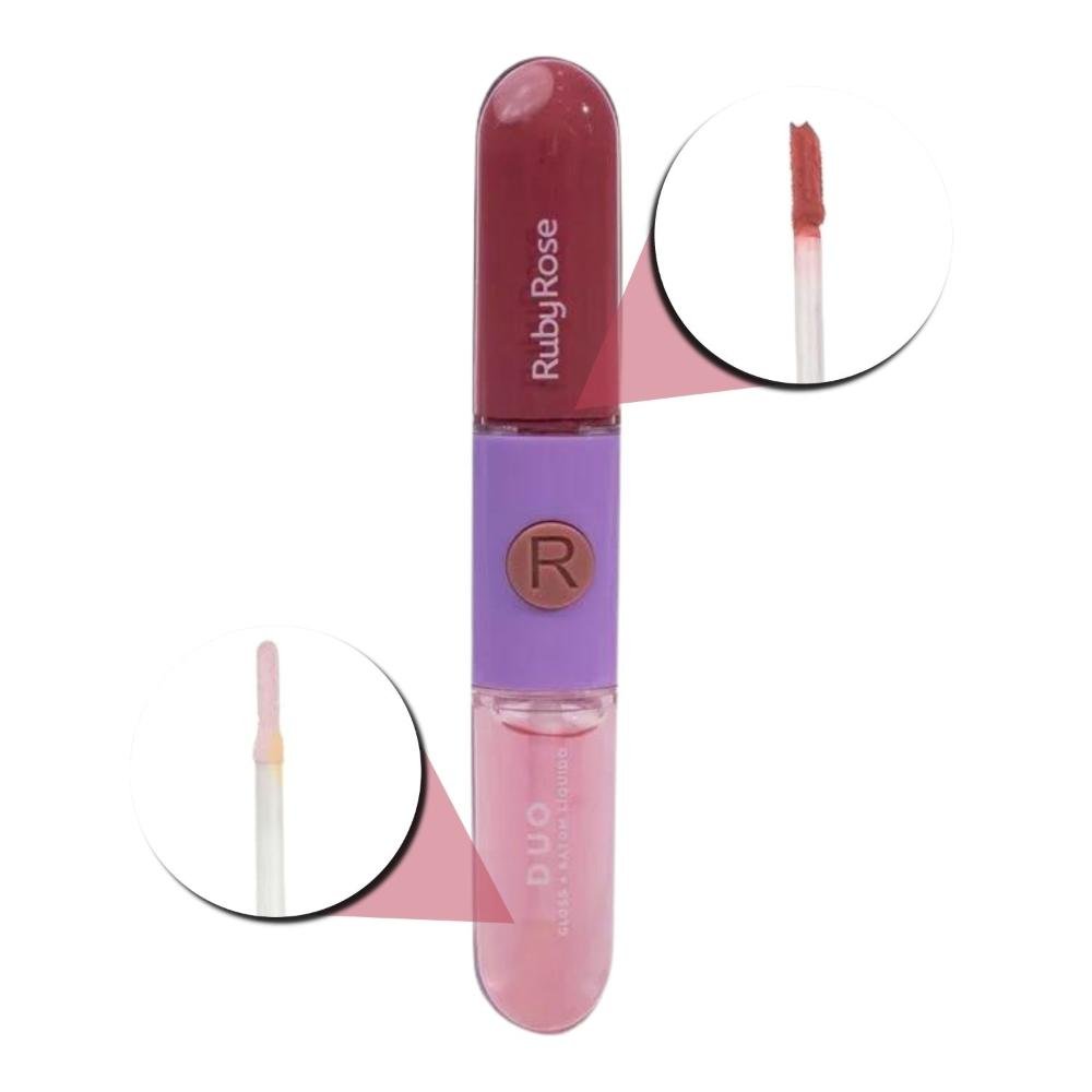 Gloss + Batom Líquido Duo Ruby Rose Ld04 9,6g Ld04 1