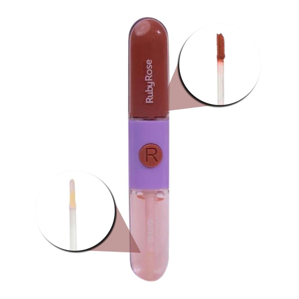 Gloss + Batom Líquido Duo Ruby Rose Ld08 9,6g Ld08 1