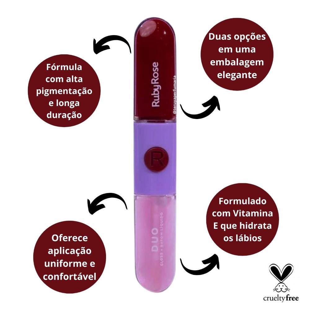 Gloss + Batom Líquido Duo Ruby Rose Ld07 9,6g Ld07 2