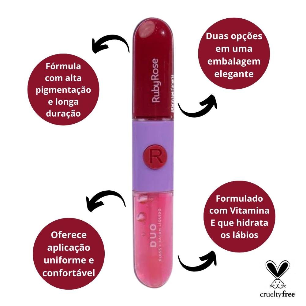 Gloss + Batom Líquido Duo Ruby Rose Ld09 9,6g Ld09 2