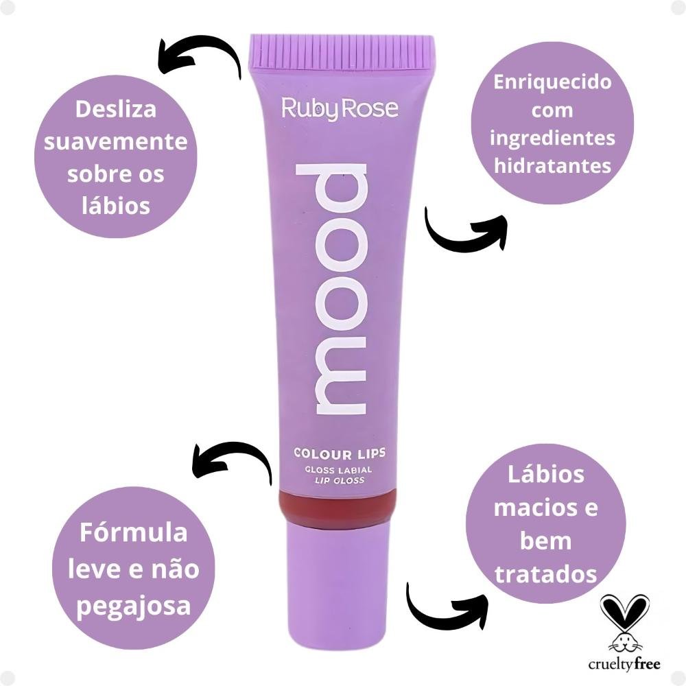 Gloss Labial Ruby Rose Mood Colour Lips Lively Hb-7201-2 Lively 2