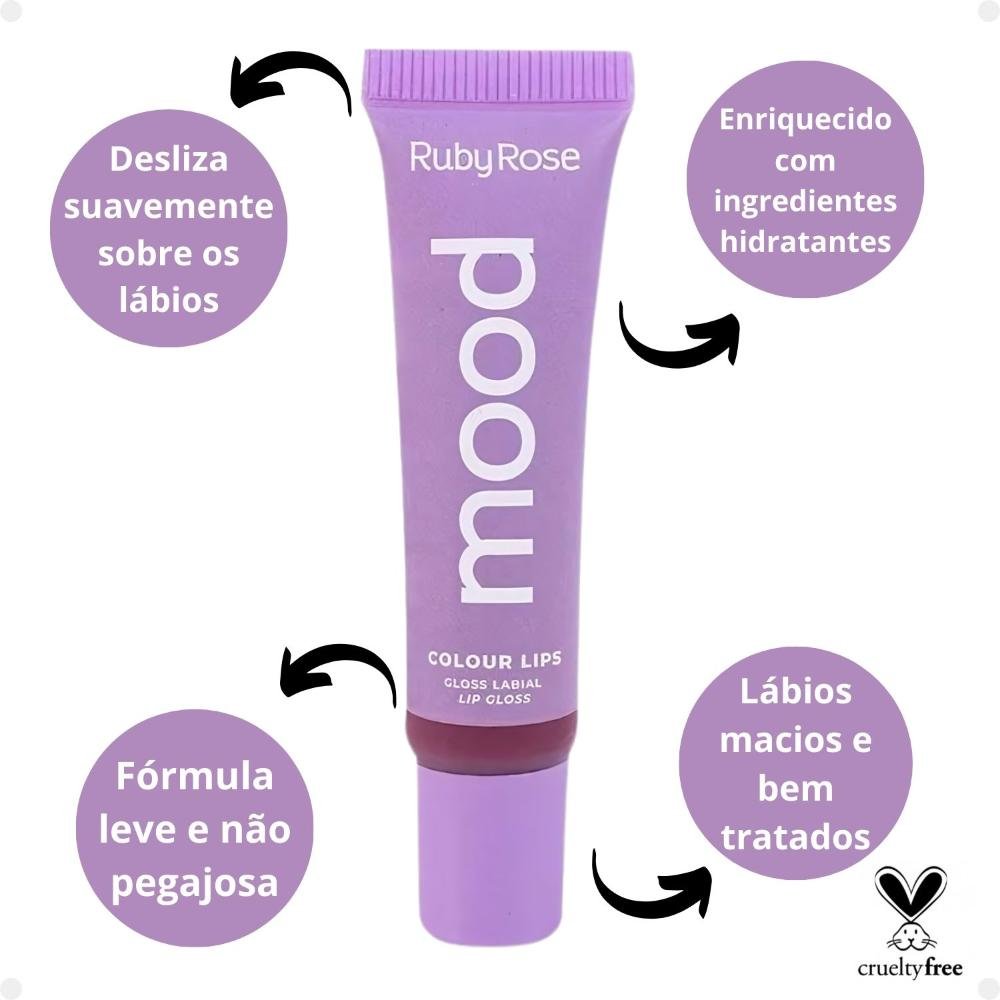 Gloss Labial Ruby Rose Mood Colour Lips Modern Hb-7201-5 Modern 2