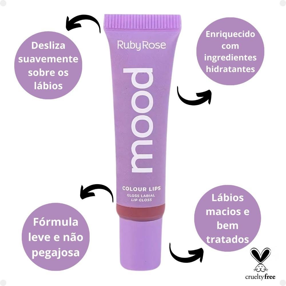 Gloss Labial Ruby Rose Mood Colour Lips Naive Hb-7201-3 Naive 2
