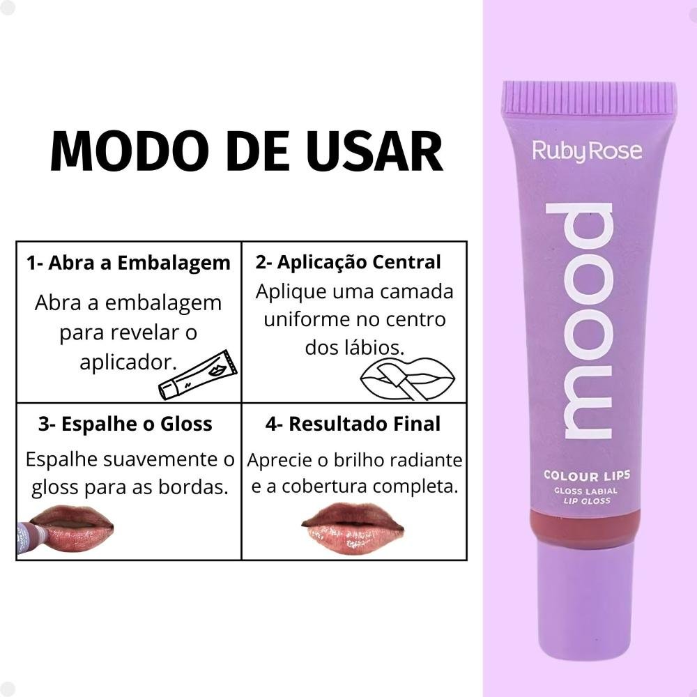 Gloss Labial Ruby Rose Mood Colour Lips Naive Hb-7201-3 Naive 6
