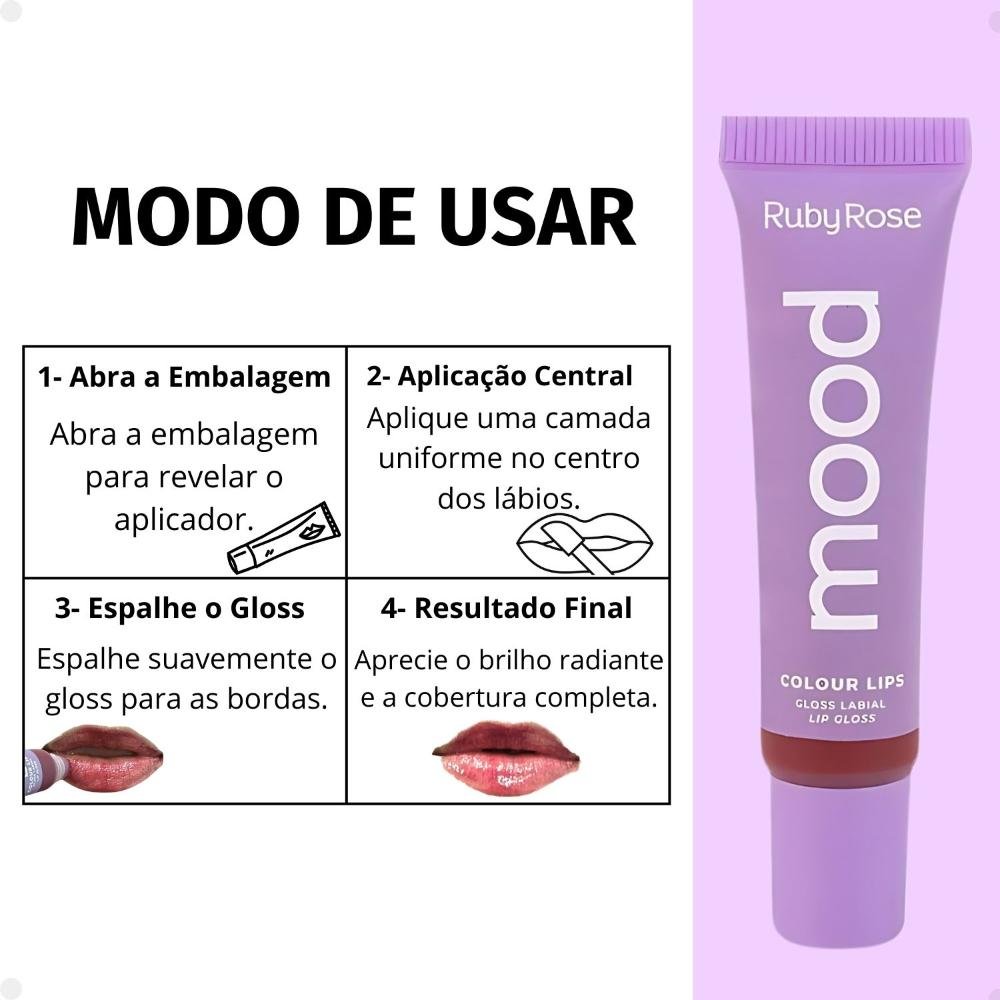 Gloss Labial Ruby Rose Mood Colour Lips Timeless Hb-7201-4 Timeless 6