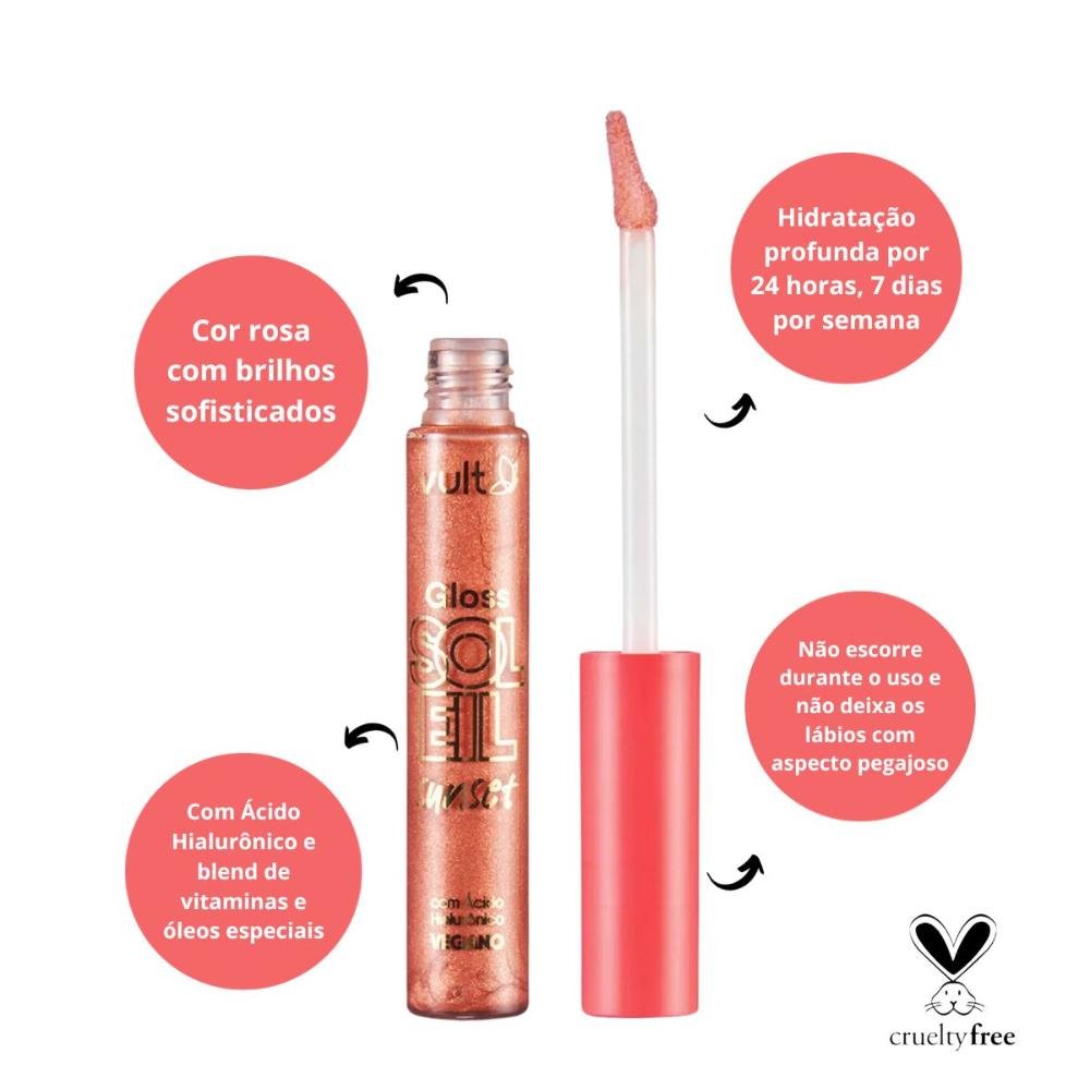 Gloss Labial Vult Soleil Sunset Ácido Hialurônico Praiana 5,2ml Praiana 2