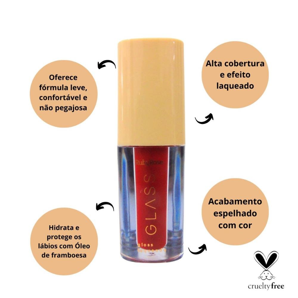 Gloss Laqueado Ruby Rose Glass Bg04 3ml Bg04 2