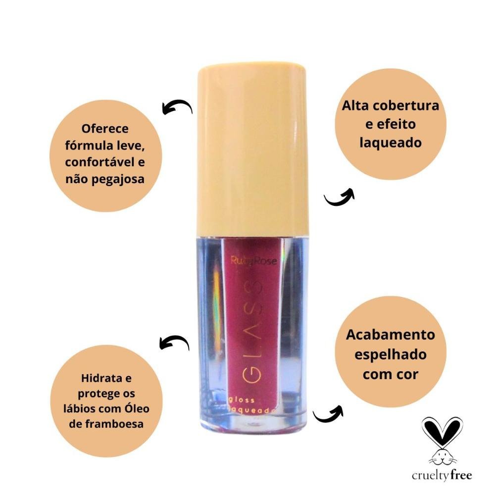 Gloss Laqueado Ruby Rose Glass Bg05 3ml Bg05 2