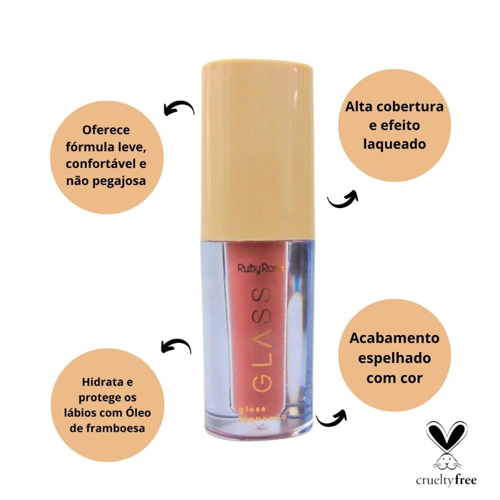 Gloss Laqueado Ruby Rose Glass Bg06 3ml Bg06 2